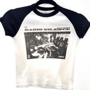 Brandy Melville Radio Silence Raglan Sleeve Crop Top